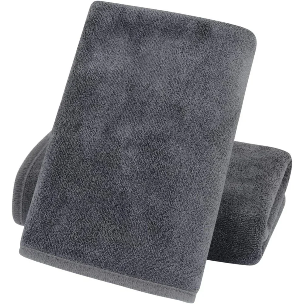 Set 2 Microfiber Hand Towels Bathroom Soft Absorbent Face Gym Gray 30'x16